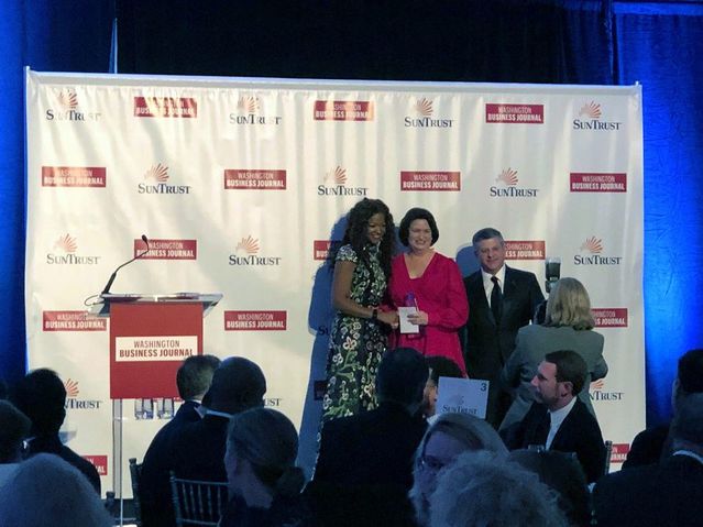 Cindy Fisher, President of KETTLER, recognized as President of the Year at the Washington Business Journal's C-Suite Awards 2019