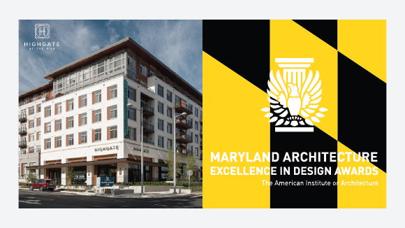 Highgate at the Mile Honored with the Merit Award for Residential Architecture at the AIA Maryland Excellence in Design Awards  